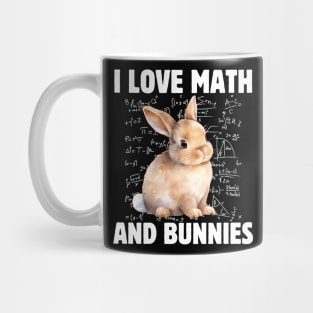 I Love Math And Bunnies, funny Easter Design Mug